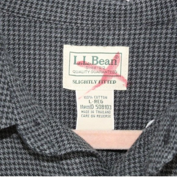 LL Bean Black Cotton Flannel Lined Slightly Fitted Button-Down Shirt Size L - Picture 4 of 8